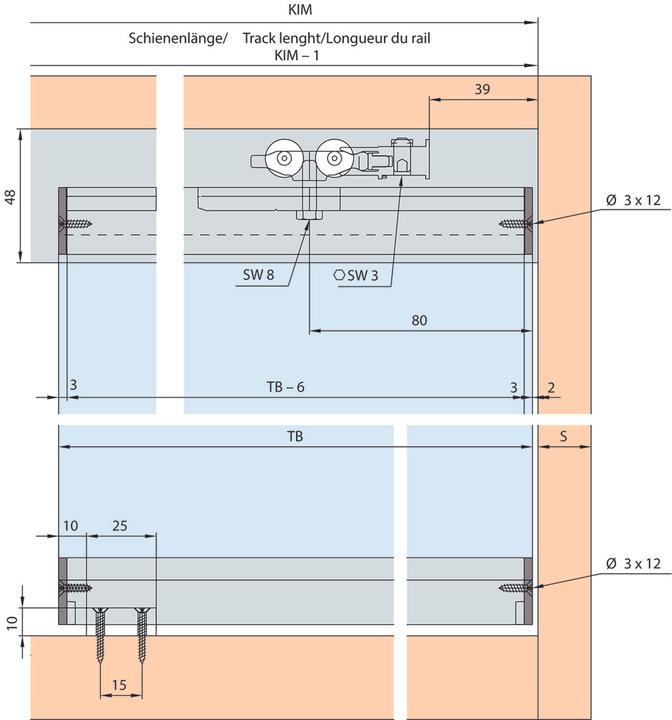 Actual product image HAWA Sliding door fittings -Clipo 36 GPPK, Inslide / Fixed glass