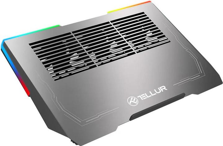 Actual product image Tellur Cooler laptop Shade 17, 3 fans, RGB LED, USB, USB-C, Aluminum grey