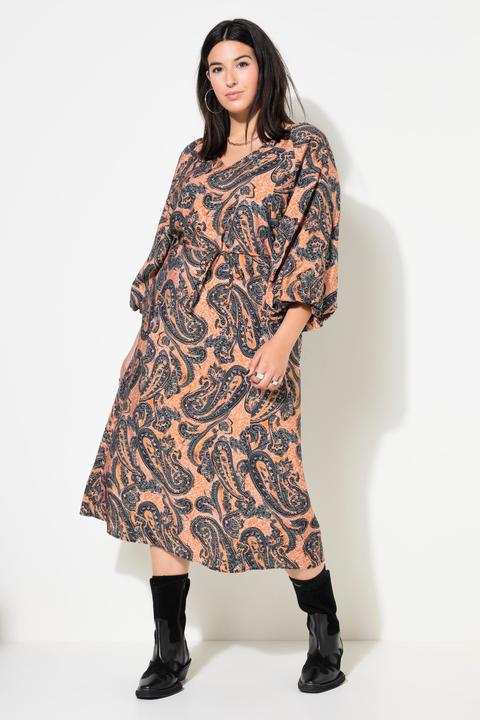 Image du produit Studio Untold Robe maxi, coupe évasée, imprimé cachemire, manches 3/4 ballon (46, 48)