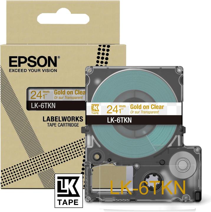Epson Metallic Clear/Gold 24mm LK-6TKN (2.40 cm, Transparent)