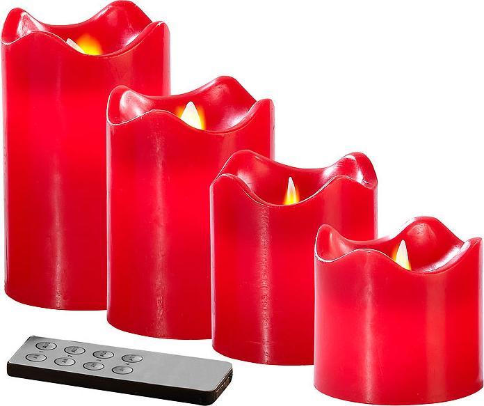 Produktbild Britesta Adventskranz, rot, 4 rote LED-Kerzen mit bewegter Flamme (10, 15 cm)
