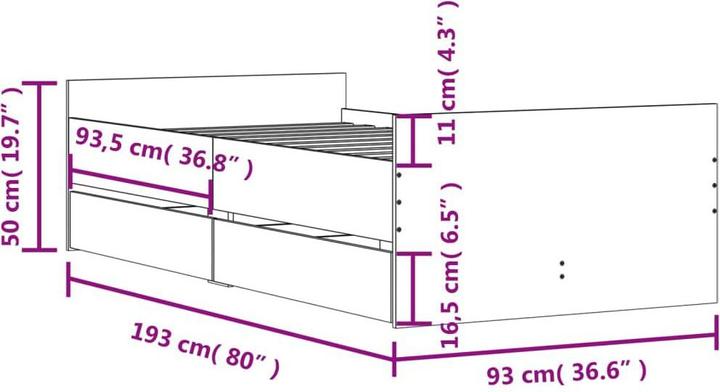 Image du produit vidaXL Bettgestell (90 x 190 cm)