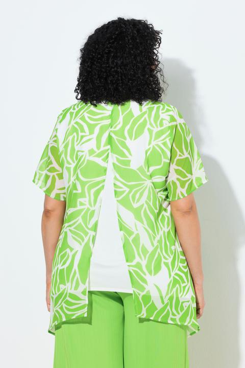 Immagine prodotto Ulla Popken Chiffon-Bluse, Rückenschlitz, Rundhals, Halbarm (62)