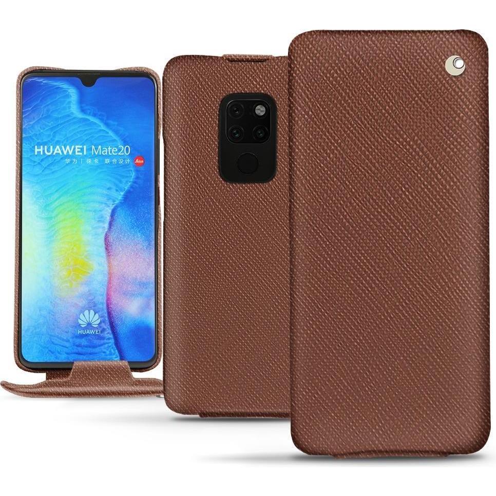 Noreve Lederschutzhülle vertikal (Huawei Mate 20), Smartphone Hülle, Braun