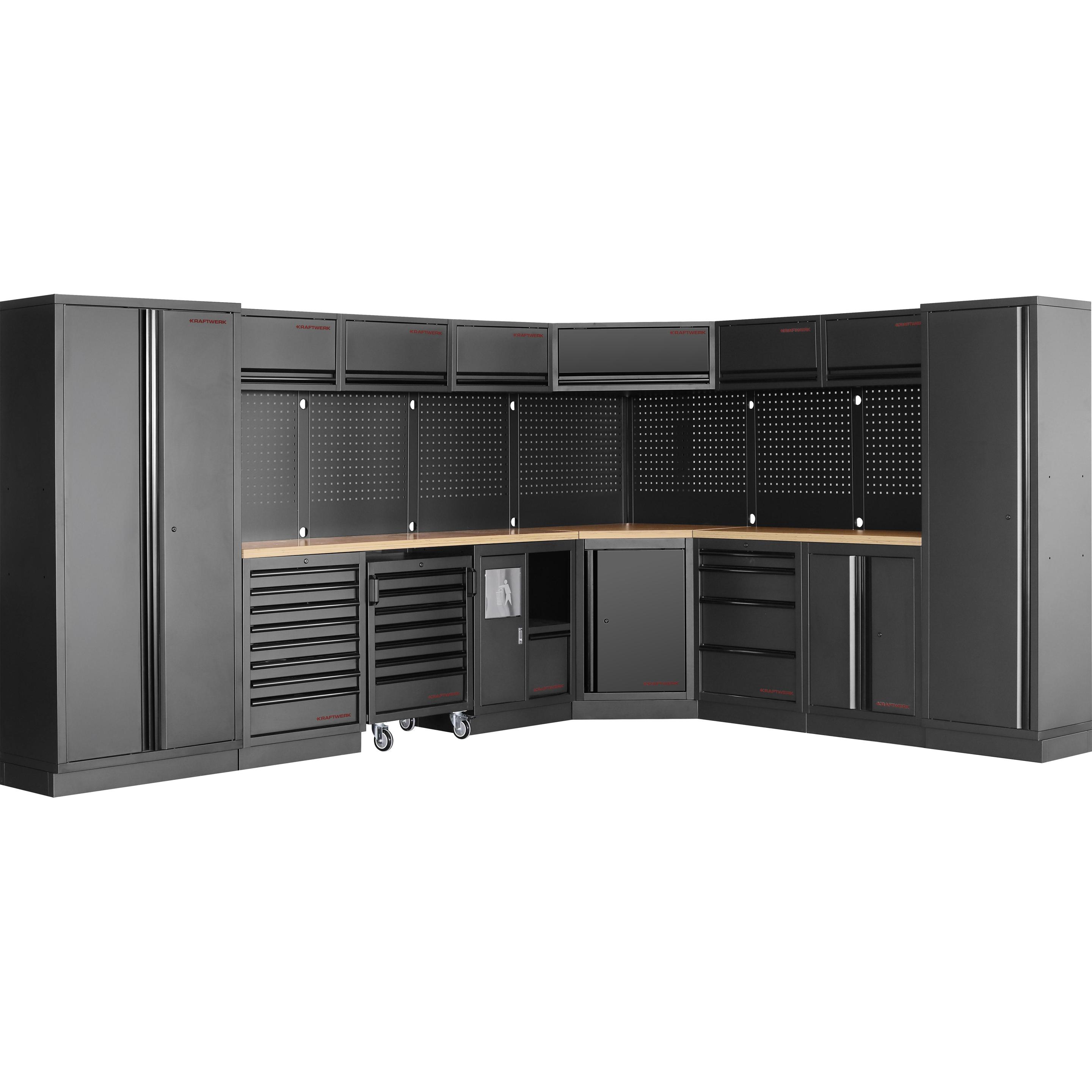 Kraftwerk, Werkstattschrank, MOBILIO BLK Komplett-Kombi Lochwand Buche (382 cm, 200 cm)