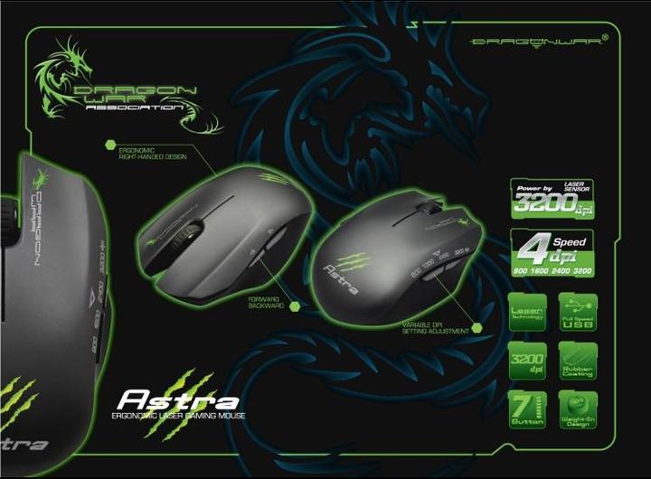 Image du produit Dragon War G2 Astra Gaming Mouse avec tapis de souris (Filaire)