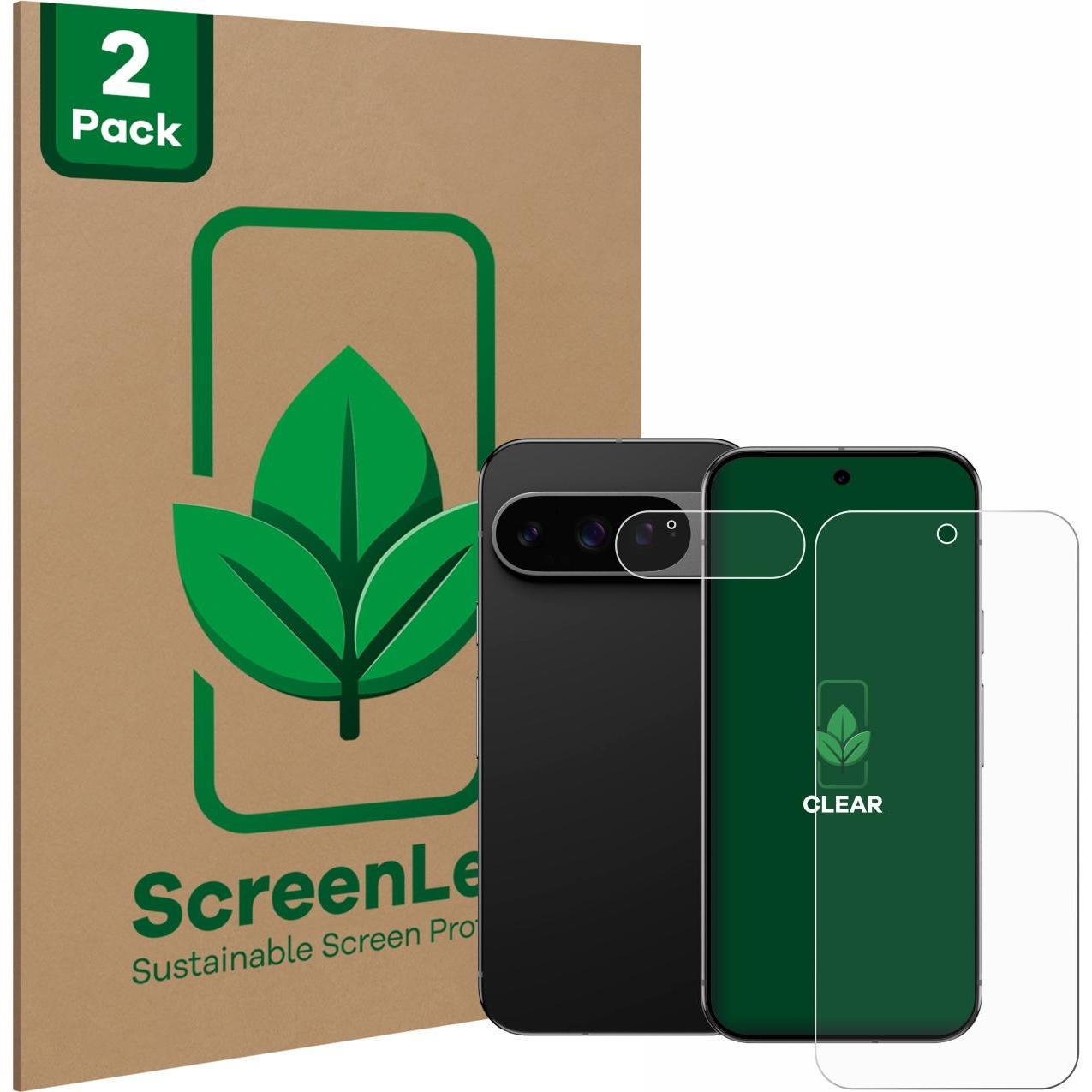 ScreenLeaf Schutzfolie nachhaltiger Displayschutz Displayschutzfolie Folie Klar Transparent (2 Stück, Google Pixel 9 Pro...