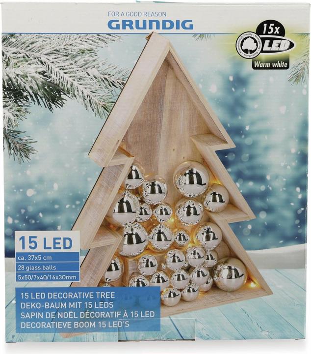 Produktbild Grundig LED-Weihnachtsbaum 05737, mit 15 LEDs und 28 Glaskugeln
