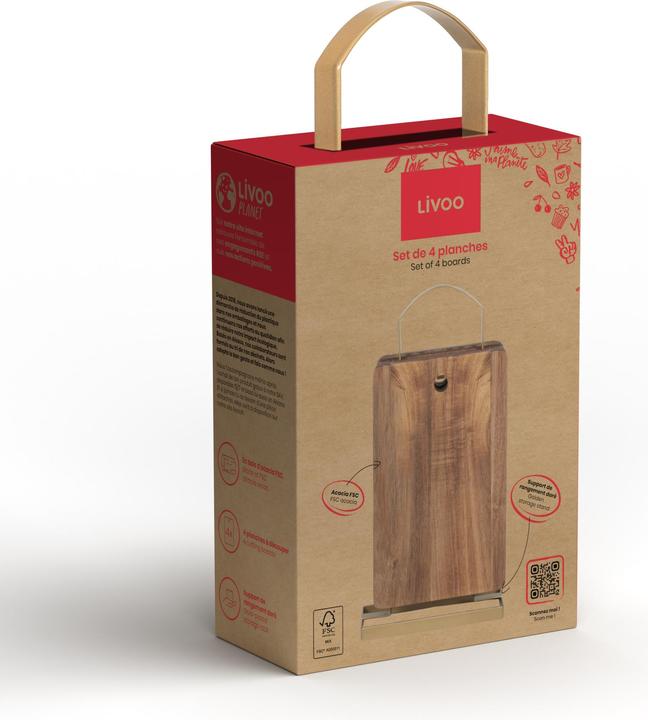 Image du produit Livoo Set de 4 planches à découper avec support