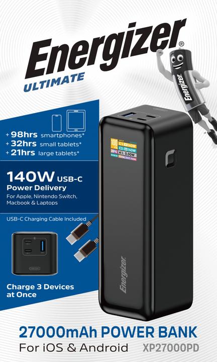 Actual product image Energizer POWER BANK MAX 27000MAH USBC PD 140W (27000 mAh, 140 W, 99.90 Wh)