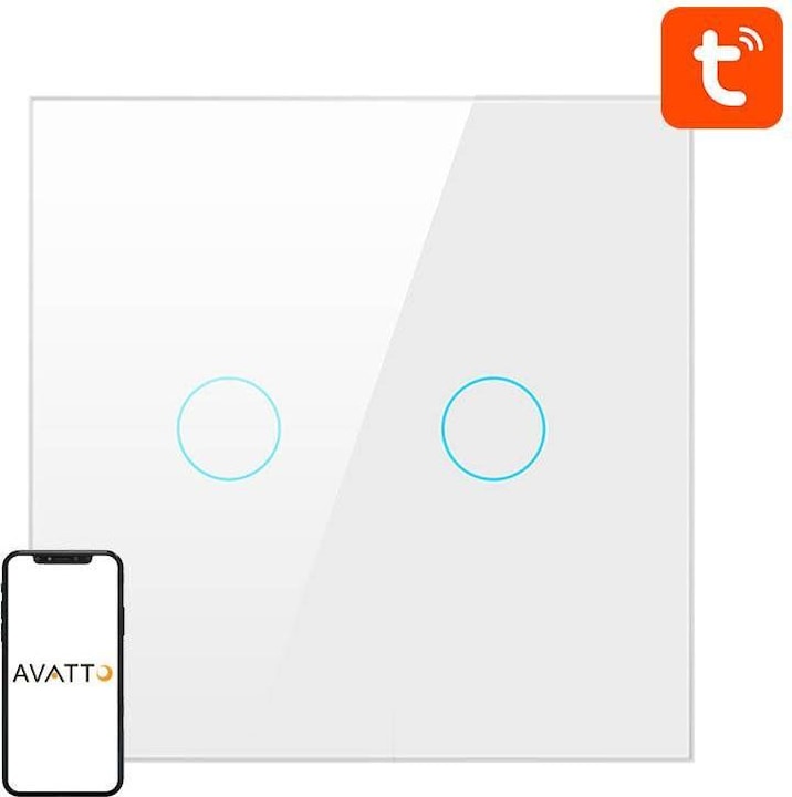 Produktbild Avatto Smart Light Switch ZigBee ZTS02-EU-W2 2 Way TUYA (white)