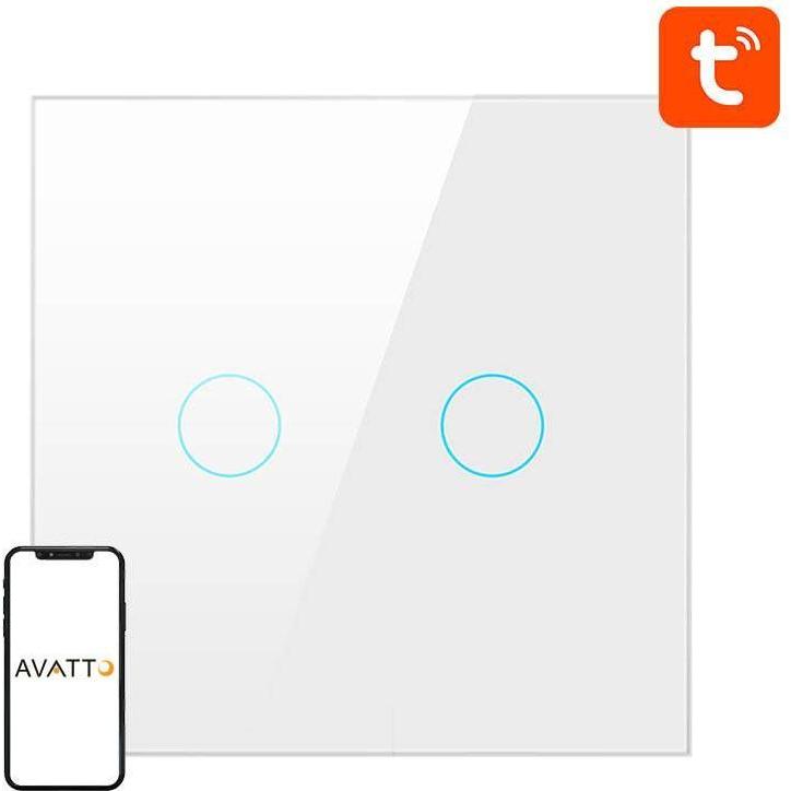 Avatto, Interruttore luce, Interruttore intelligente ZigBee UE02-EU-W2 2 vie TUYA (bianco)