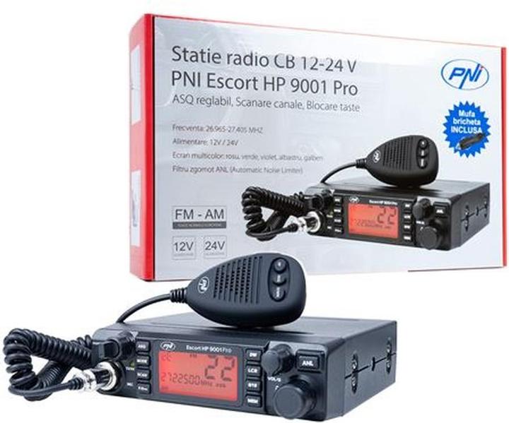 Productafbeelding PNI CB-radio Escort HP 9001 PRO ASQ instelbaar, AM-FM, 12V/24V, 4W, Scan, Dual Watch, ANL, meer