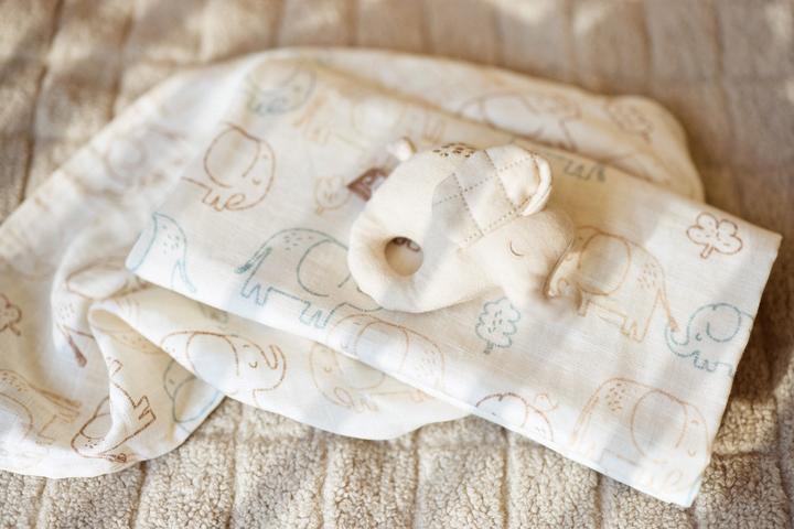 Actual product image Jollein Spucktücher Elephant Tales 3er Set (70 cm, 70 cm)