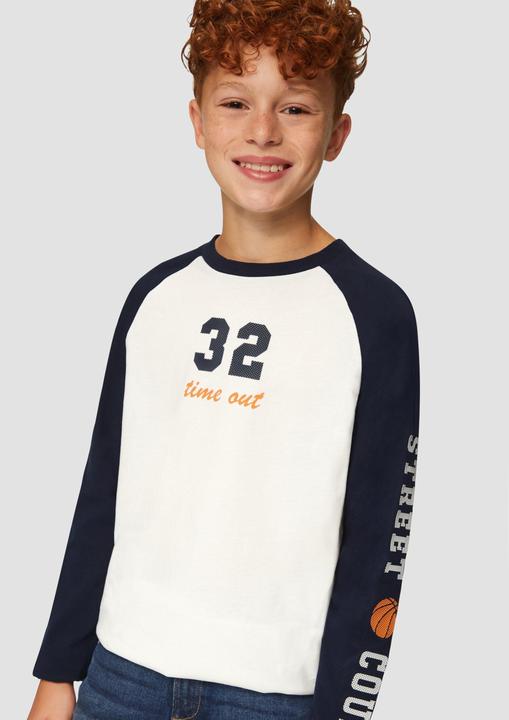 Produktbild s.Oliver T-Shirt Langarmshirt mit Kontrastärmeln und Print (M)