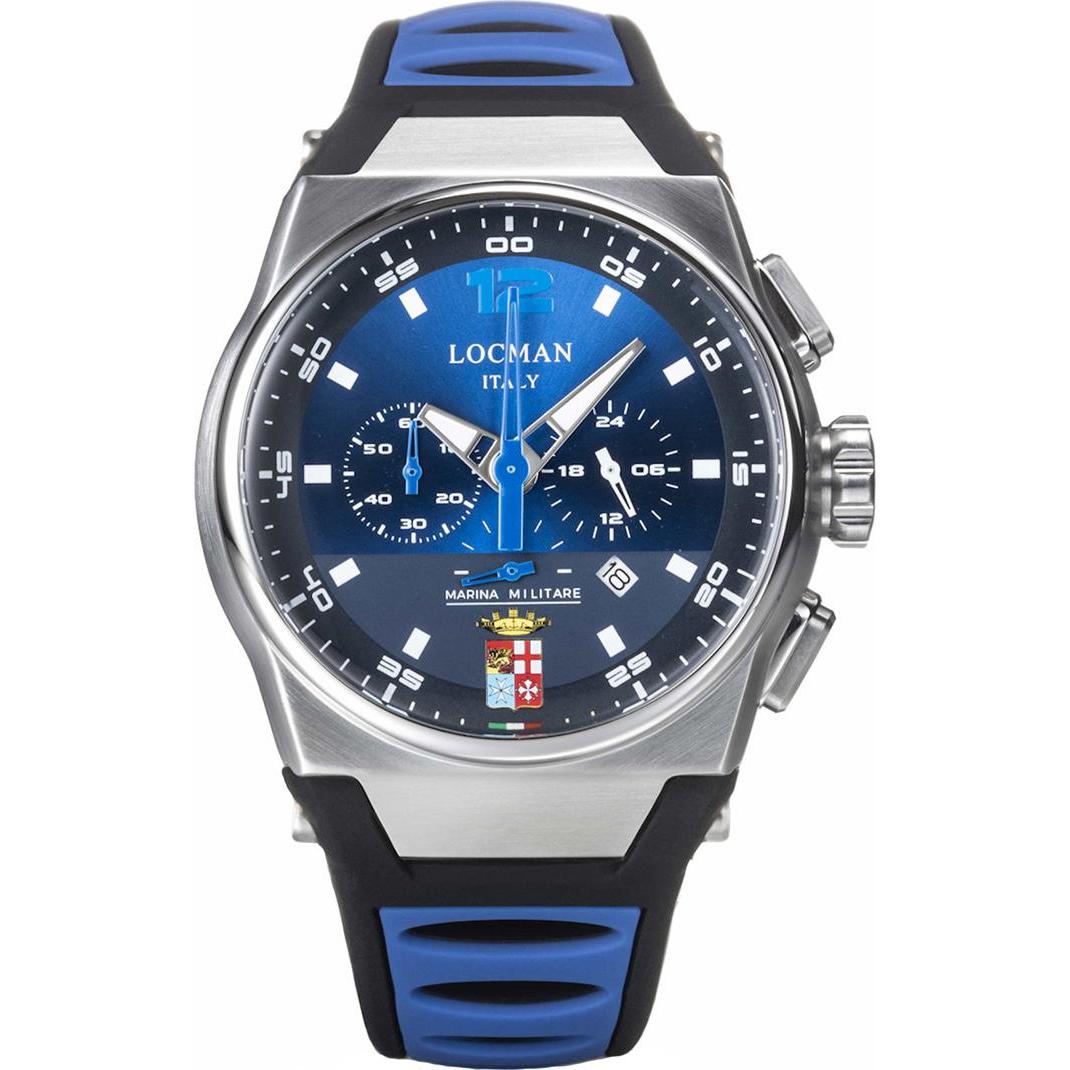 Locman, Armbanduhr, Italy Herrenuhr Mare Militare Chrono Ref. 0555, Blau, (Chronograph, 44 mm)