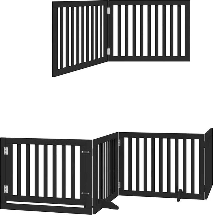 Produktbild vidaXL Hundetor mit Tür Faltbar Absperrgitter Hunde Schutzgitter 8-tlg. Holz (60 cm)