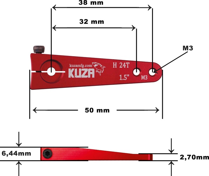 Produktbild Kuza servohebel 1-arm hitec 24t 38/32mm 1.5" m3 heavy duty v2 aluminium