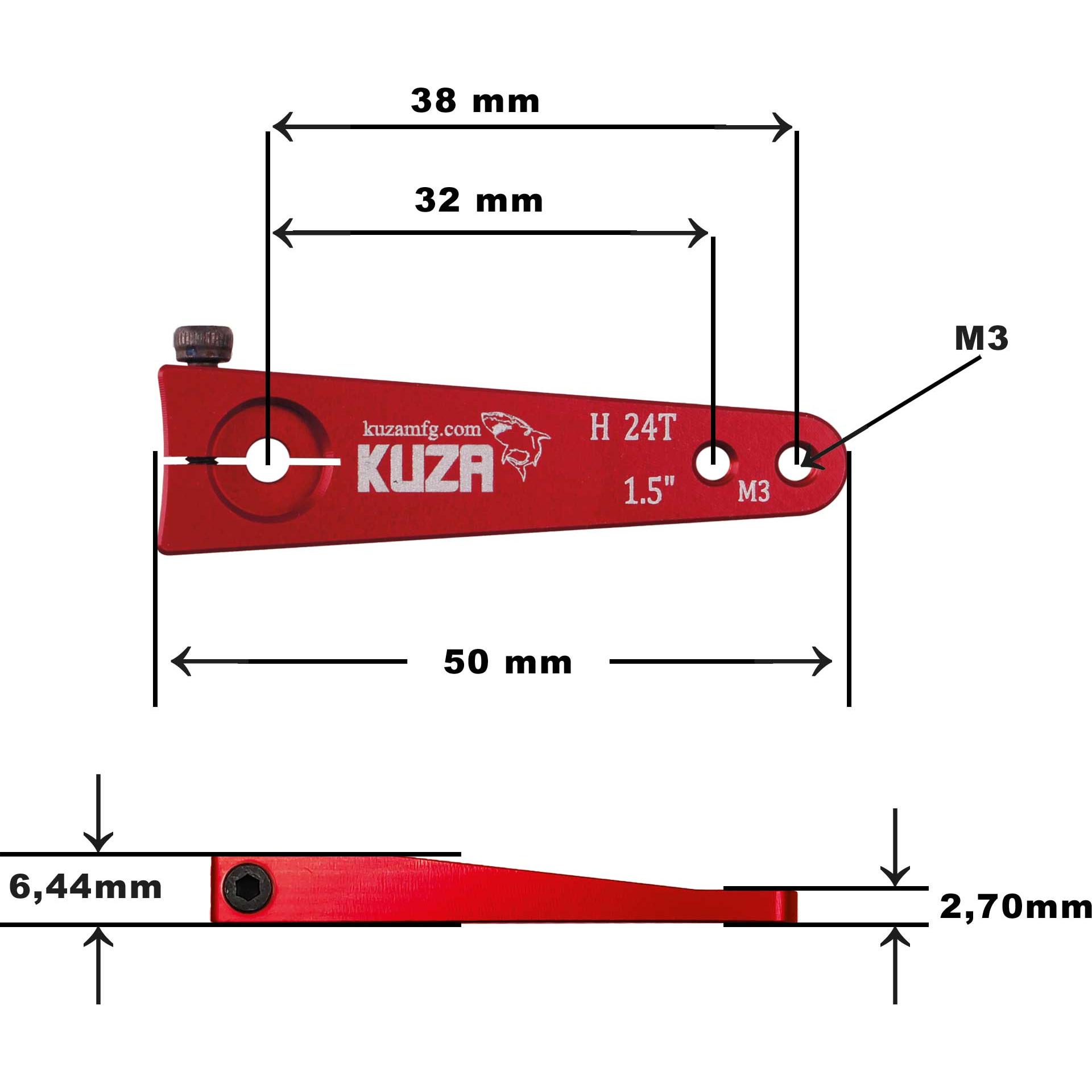 Thumbnail - Kuza servohebel 1-arm hitec 24t 38/32mm 1.5" m3 heavy duty v2 aluminium