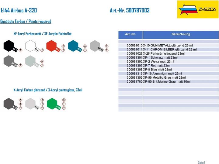 Actual product image Tamiya 1:144 Airbus A-320