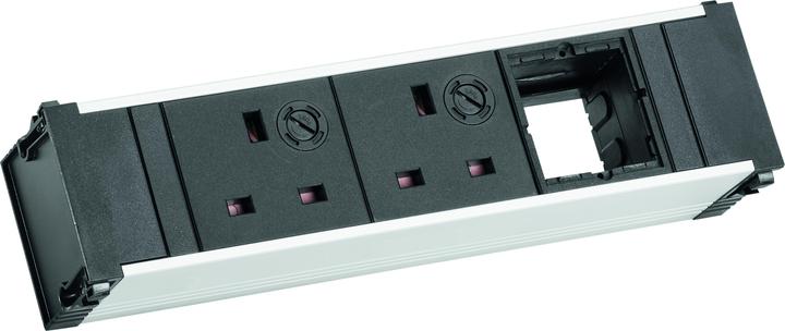 Actual product image Bachmann 912.045 - 0.1 m - 2 AC outputs - aluminum - black - gray - 217 mm - 1 piece( (2 x, CEE 7/3, BS 1363, 0.10 m)