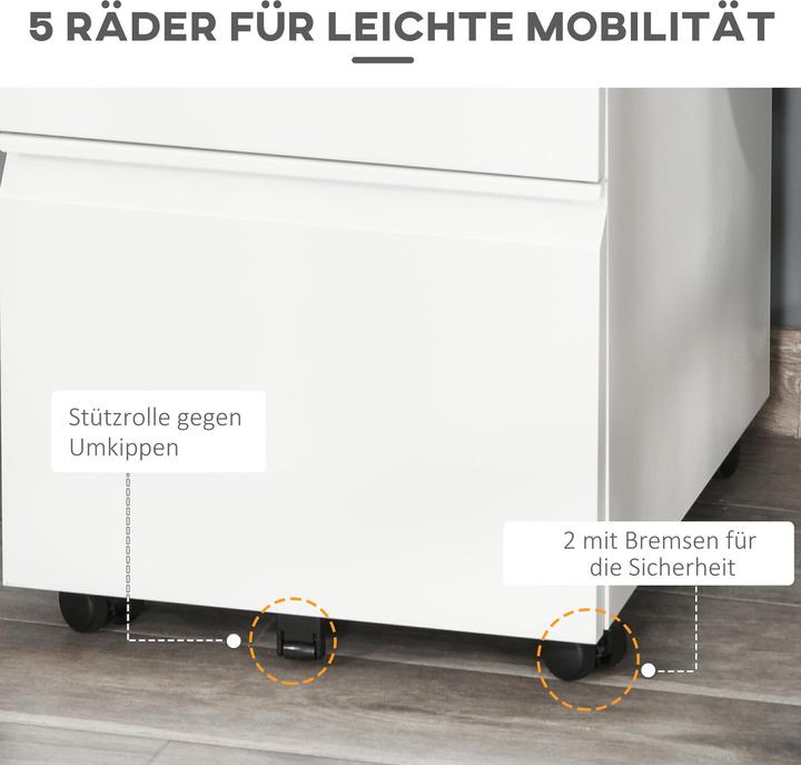 Produktbild Vinsetto Rollcontainer mit Schubladen und Ablagefläche (39 x 48 x 60 cm)