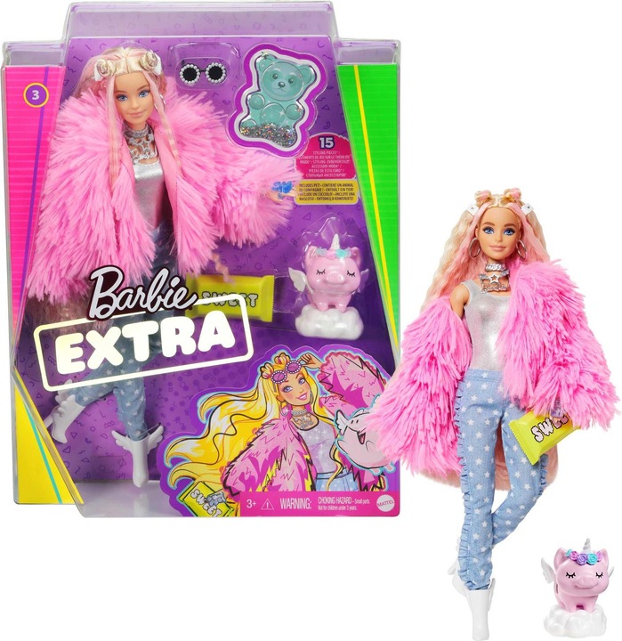 Produktbild Barbie Extra Doll - Flauschige rosa Jacke