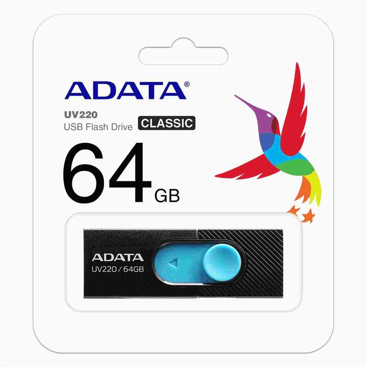 Actual product image Adata USB 2.0 Stick UV220 64GB White/Gray (64 GB, USB-A)