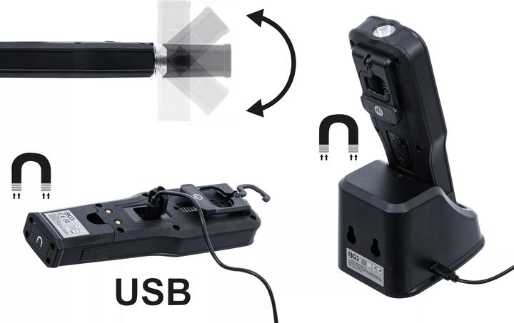 Actual product image BGS COB-LED Work Lamp foldable with charging station (550 lm)