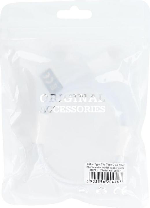 Actual product image OEM Cable Cable Type C to Type C PD 40W HD23 2 m white (2 m, USB 2.0, 40 W)