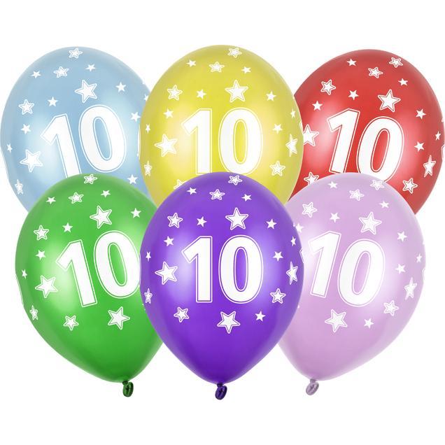 Thumbnail - Partydeco Balloons 30cm, 10th Birthday, Metallic Mix (1 pkt / 6 pc.)