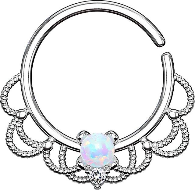 Image du produit Star Piercing Anneau septum argent filigrane avec opale blanche (Laiton)