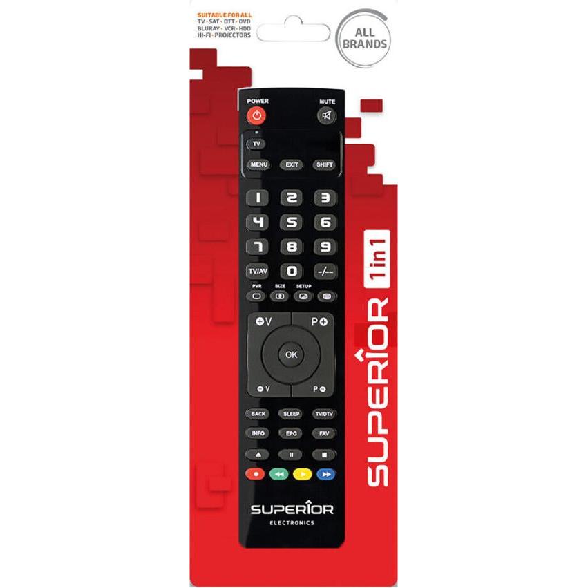 Superior Slim1in1 Universal-Erstatning Fjernbetjening (Universal Fernbedienung), Fernbedienung, Schwarz