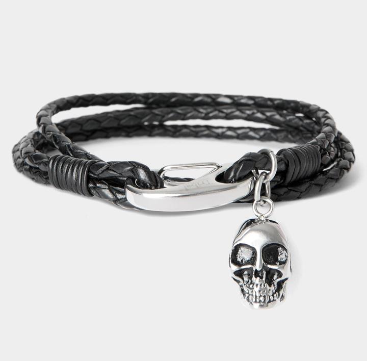 Immagine prodotto Joe Browns Leather Braided Skull Bracelet (Acciaio inossidabile, Cuoio)