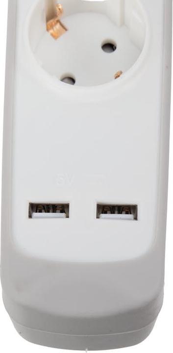 Image du produit Perel Barrette de 5 prises STECK avec interrupteur - 2 ports USB - CABLE : 1.5 m - GRIS/BLANC? - SCHUKO (5x, CEE 7/3, 1 m)