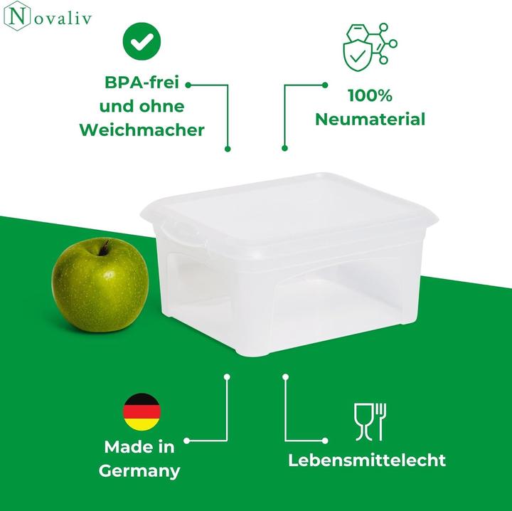 Produktbild Novaliv 2x Aufbewahrungsbox mit Deckel klein 2 L transparente Nestbar stapelbare Plastikbox mit Clipverschlu (16.50 cm, 2 l, 2x)