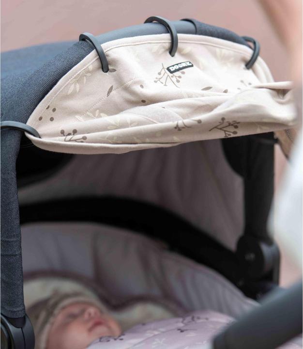 Produktbild Dooky Sonnen- & Windschutz für den Kinderwagen, Leaves Grey