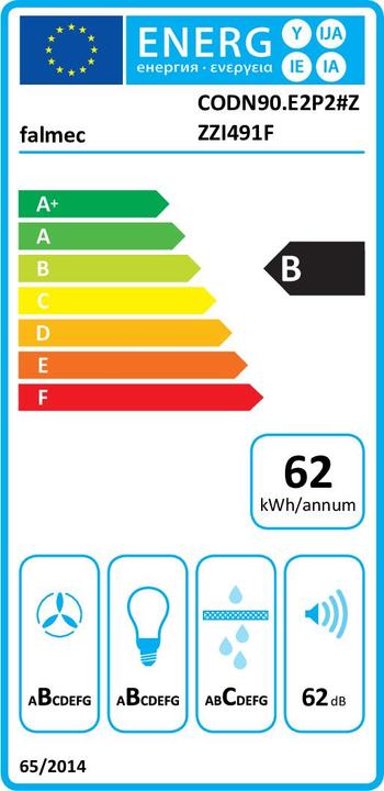 Energie-Label Falmec Dunstabzugshaube ONDA INOX 90 (Wandhaube)