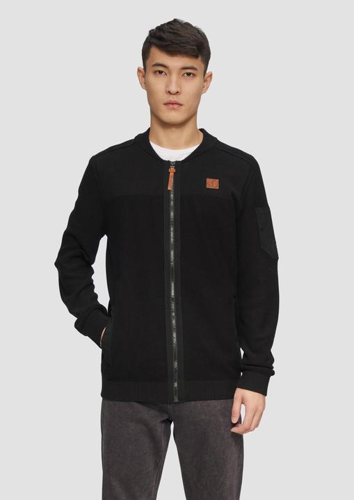 Produktbild S.Oliver Strickjacke Strickjacke aus Fabricmix mit Bomber-Kragen (M)