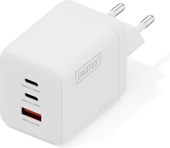 Digitus USB GaN Charger 100W, 2x USB-C, 1x USB-A (100 W, 3 ports)