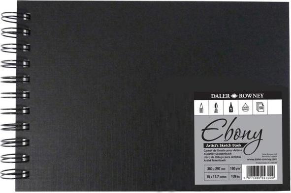 Image du produit Daler-Rowney Carnet de croquis Ebony (A5, Règle spéciale, Couverture rigide)