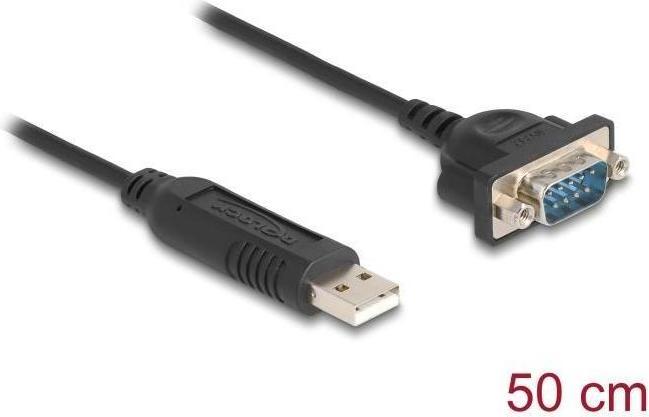Produktbild Delock USB RS-232 Adapter USB 2.0 zu D-Sub 9 Stecker mit Mut (0.50 m)