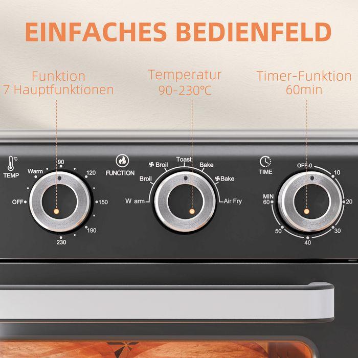 Immagine prodotto Swisshandel24 Minibackofen mit Umluft 20L Mini Ofen mit Backblech, Grillrost und Krümelblech, 90-230°C