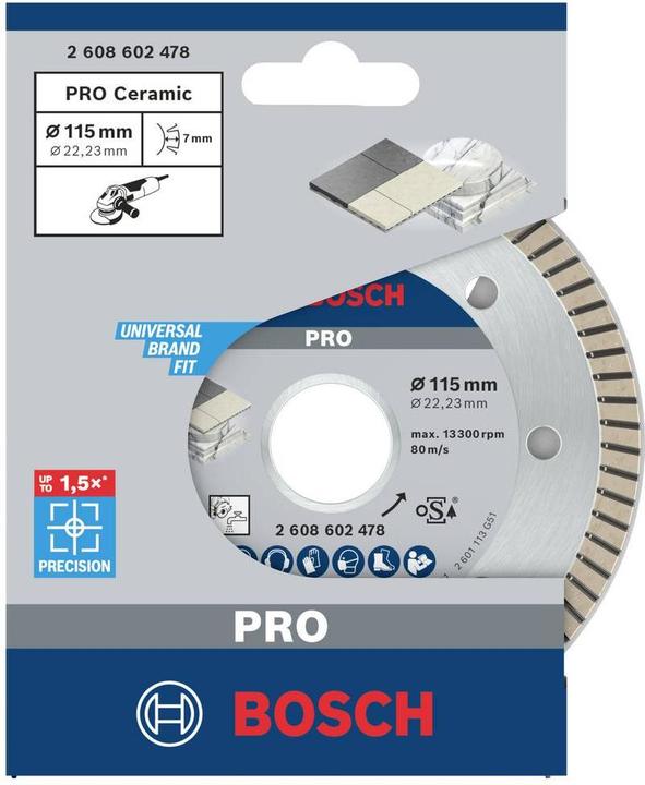 Produktbild Bosch Professional Zubehör PRO Ceramic Diamanttrennscheibe, 115 x 22,23 mm