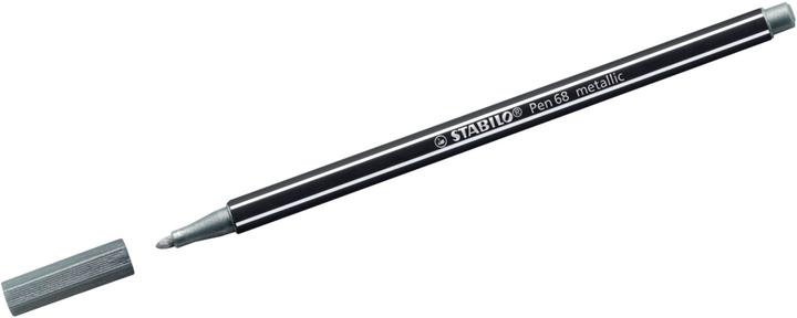 Actual product image STABILO Premium metallic felt-tip pen - Pen 68 metallic - pack of 10 - silver (Silver, 10 x)