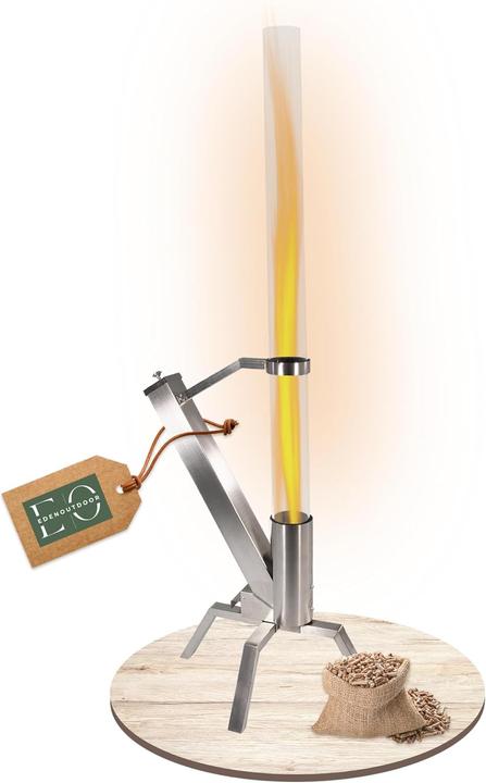 Immagine prodotto Eden Outdoor Glas-Feuerrohr mit Edelstahlgestell, H 132 cm