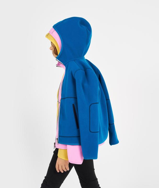 Actual product image Tribord Fleece jacket sailing kids warm reversible 500 navy blue/blue (140)