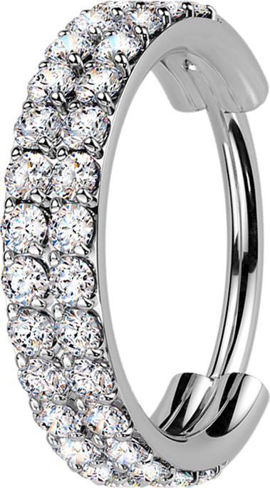 Image du produit Star Piercing Micro Piercing Ring silber zwei linien mit Kristallen silber (sans laiton, Titane)