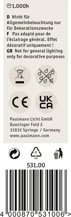 Actual product image Paulmann Flickering candle (E27, 3 W, 1 lm, 1 x)