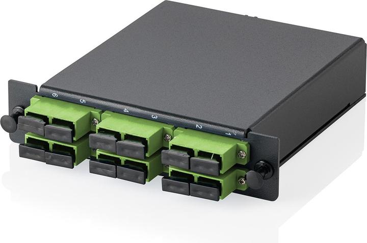 Produktbild Digitus MPO/MTP Kassette für 3 Kassettenpanel, APC 6xSC DX Kupplungen MPO Adapter voll bestückt, APC, Grün